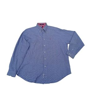 Men's Tommy Hilfiger Large Vtg Long Sleeve Dress Shirt Logo Colors Oversized